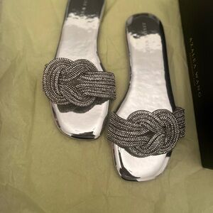 Elegant Silver Sandals with Braided Design